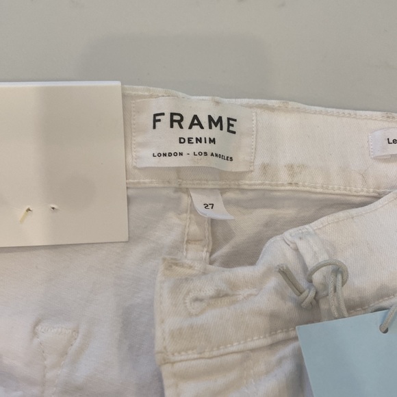 FRAME Le Skinny de Jeanne mid rise skinny fit flare crop white jeans. Size 27. - Picture 3 of 6